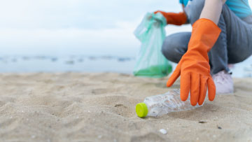 Volunteers cleaning a beach