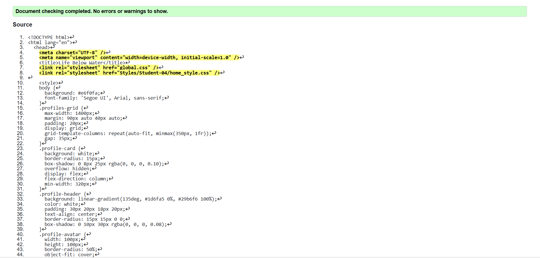 Validation of Template